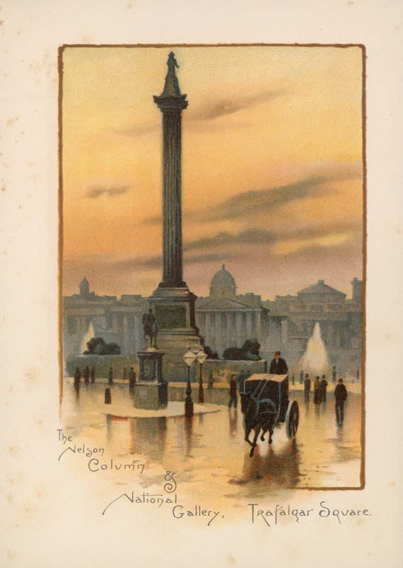 Nelson-søylen, Nasjonalgalleriet, Trafalgar Square av English School