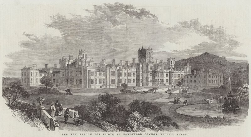 The New Asylum for Idiots, ved Earlswood Common, Redhill, Surrey (gravering) av English School