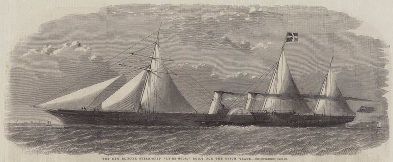 Det nye Clipper Steam-Ship "Ly-Ee-Moon," bygget for Opium Trade (gravering) av English School