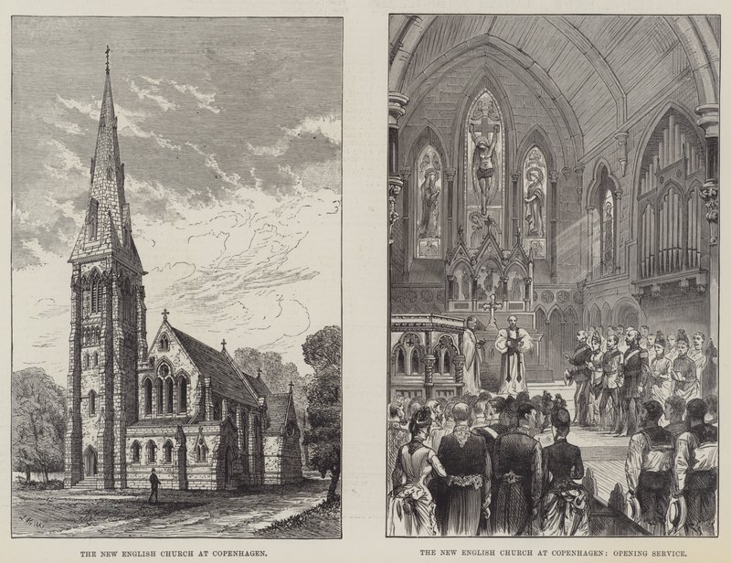 Den nye engelske kirke i København (gravering) av English School