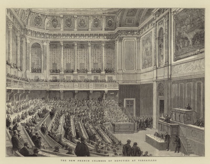 Det nye franske varakammeret i Versailles (gravering) av English School
