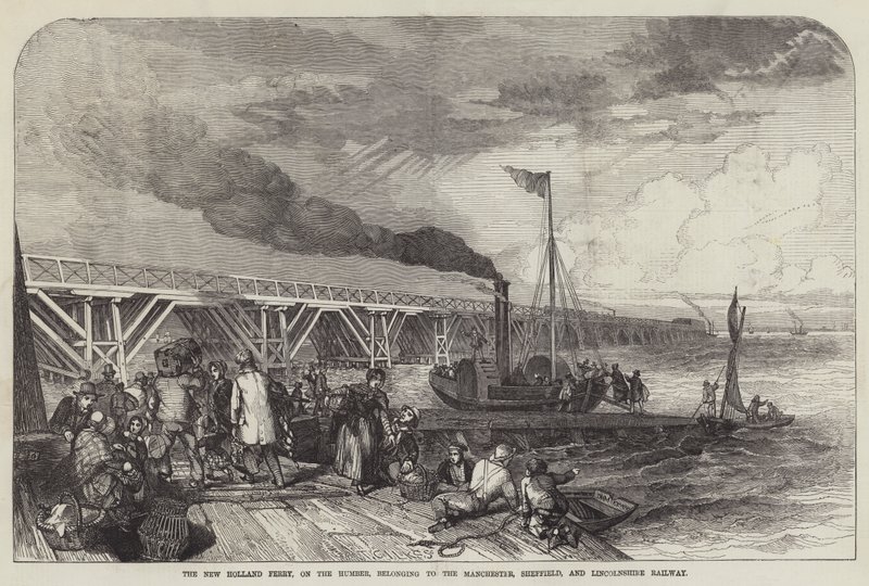 New Holland Ferry, på Humber, som tilhører Manchester, Sheffield og Lincolnshire Railway (gravering) av English School