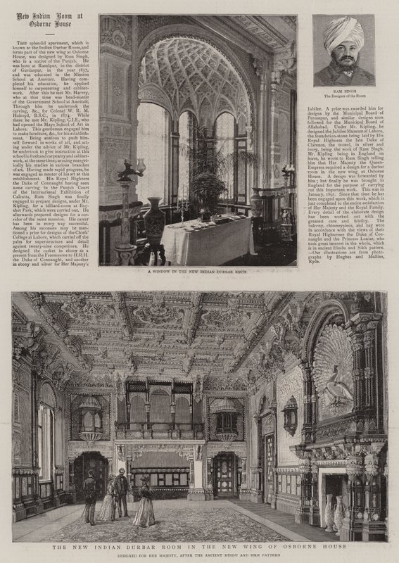 Det nye indiske Durbar-rommet i den nye fløyen til Osborne House (gravering) av English School