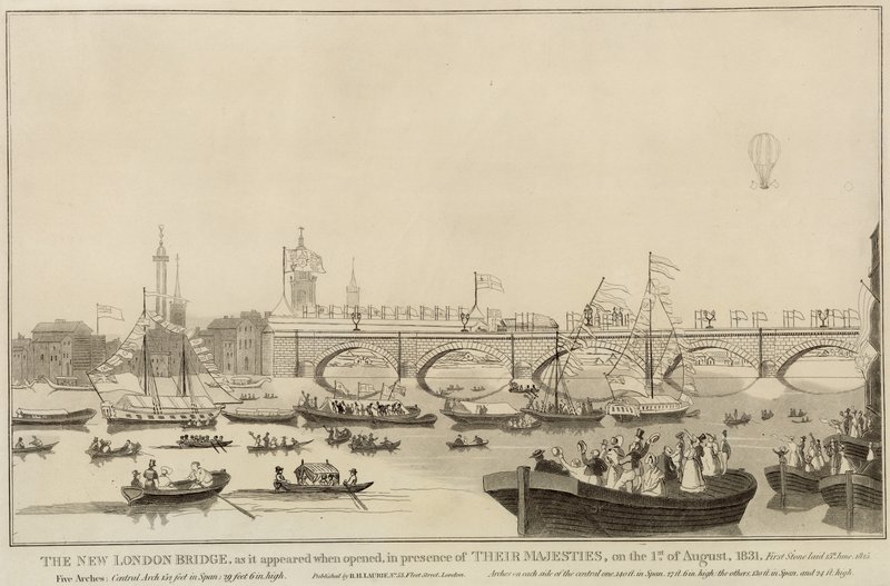 The New London Bridge, 1. august 1831 av English School
