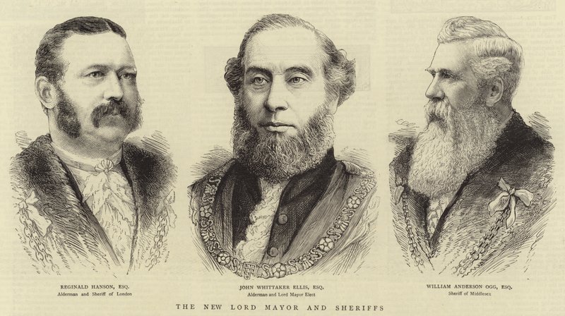 Den nye Lord Mayor and Sheriffs (gravering) av English School
