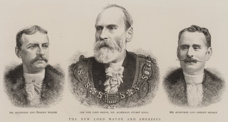 Den nye Lord Mayor and Sheriffs (gravering) av English School