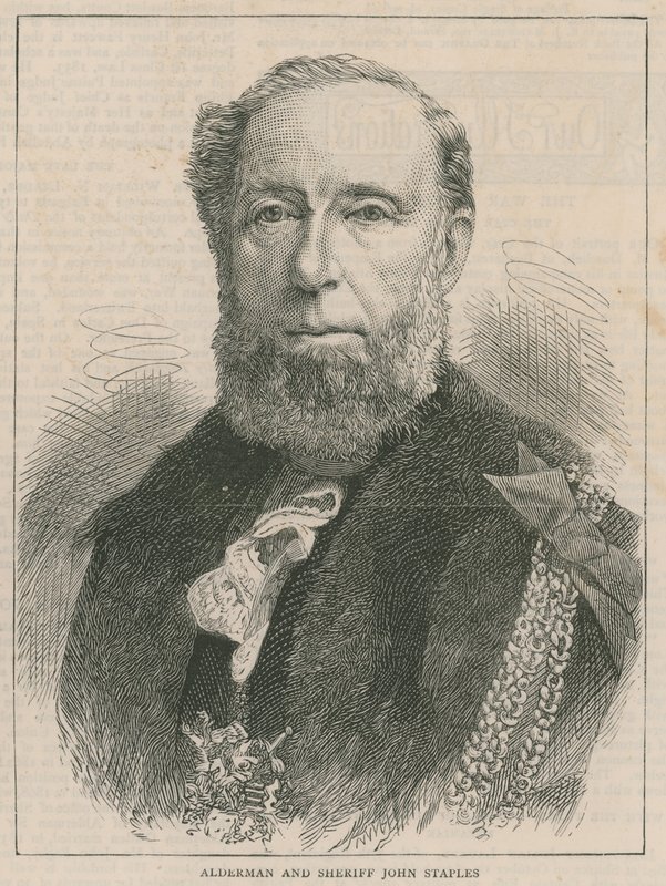 Den nye Lord Mayor and Sheriffs: Alderman og Sheriff John Staples av English School
