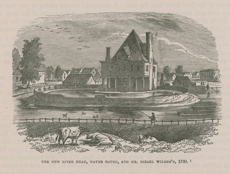 The New River Head, Water House og Mr Israel Wilkess, 1730 av English School