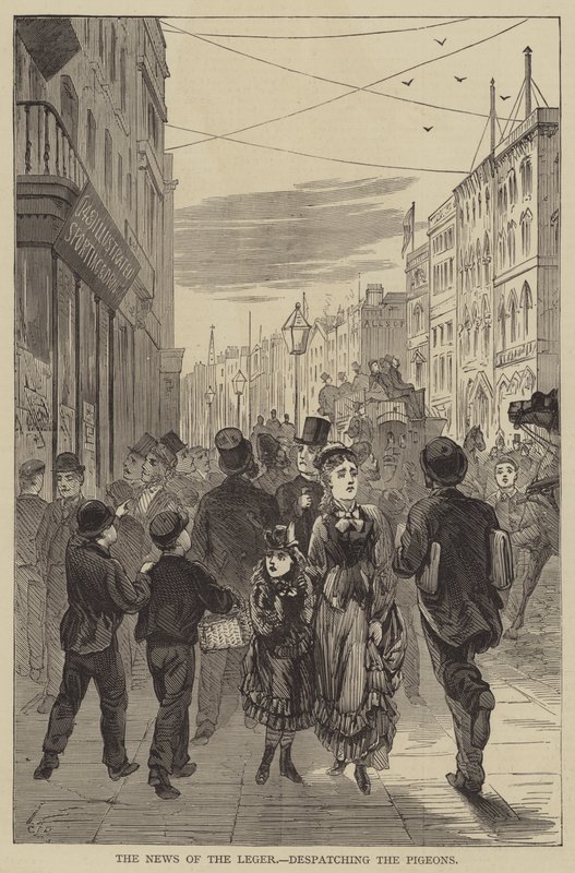 The News of the Leger, som sender duene (gravering) av English School