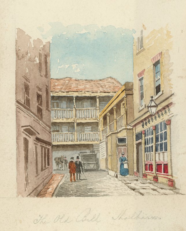 The Old Bell Inn, Holborn, London (wc på papir) av English School