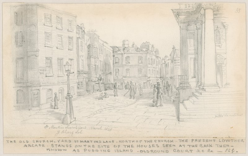 Det gamle kirkegården, St Martins Lane, nord for kirken av English School