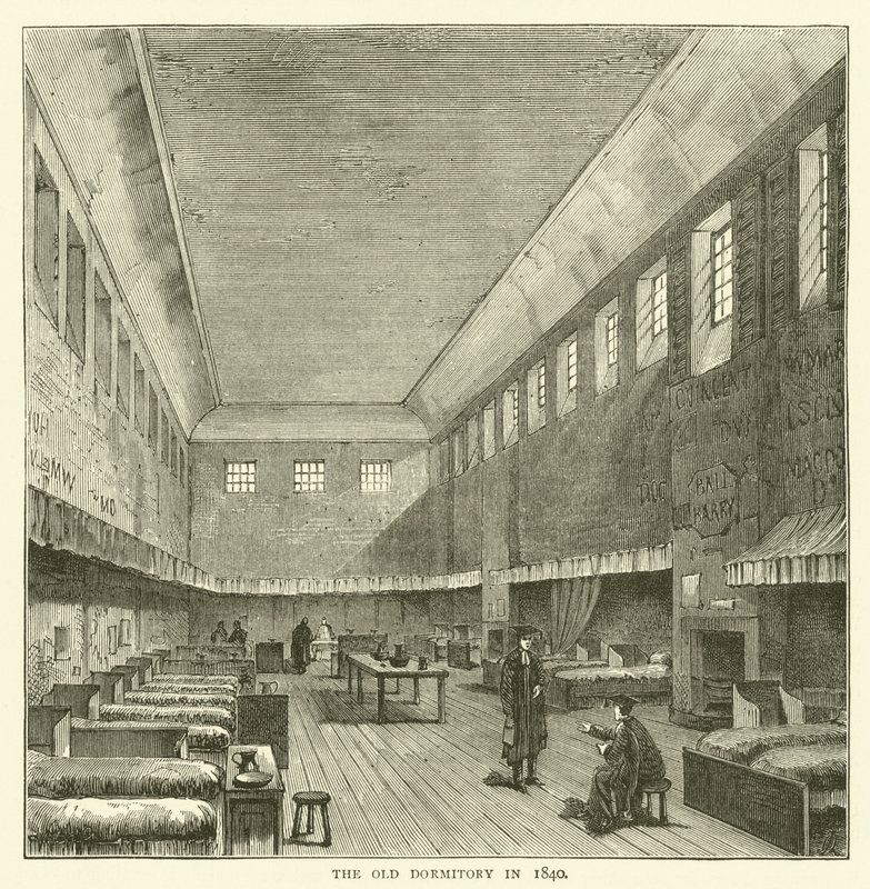 Den gamle sovesalen i 1840 (gravering) av English School