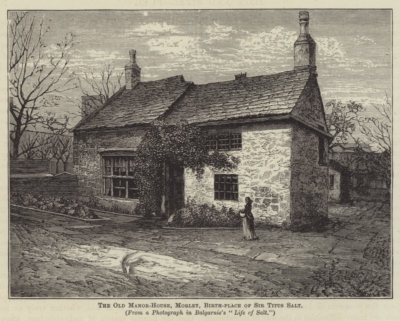 The Old Manor-House, Morley, fødestedet til Sir Titus Salt (gravering) av English School