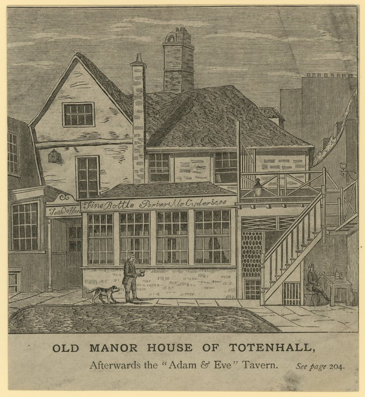 The Old Manor House of Totenhall, senere Adam and Eve Tavern, London av English School