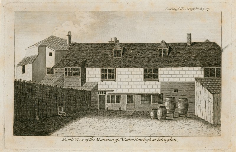 The Old Pied Bull (bak), Sir Walter Raleighs hus av English School