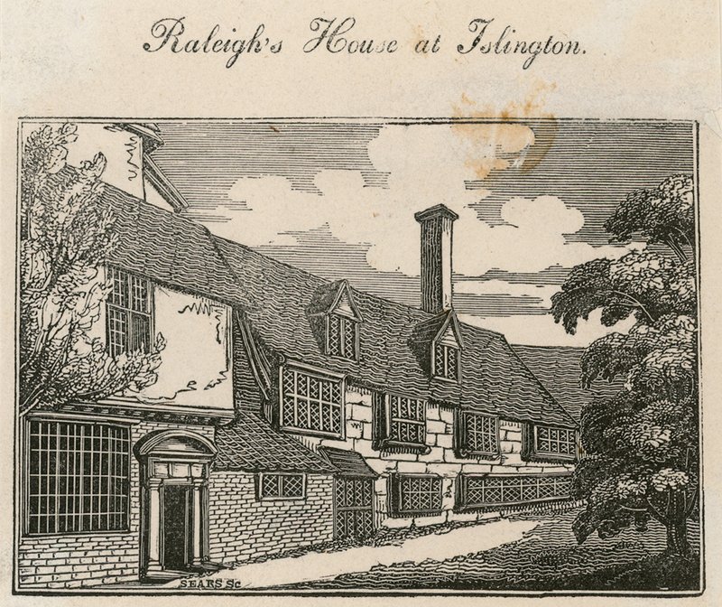 The Old Pied Bull (bak), Sir Walter Raleighs hus av English School