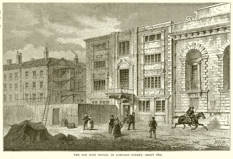 Det gamle postkontoret, i Lombard Street, rundt 1800 av English School