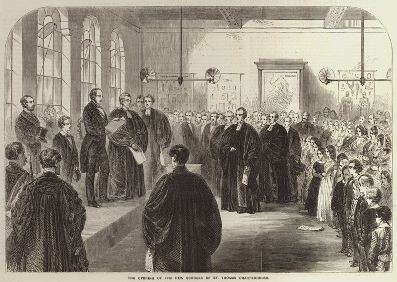 Åpningen av de nye skolene i St Thomas Charterhouse (gravering) av English School