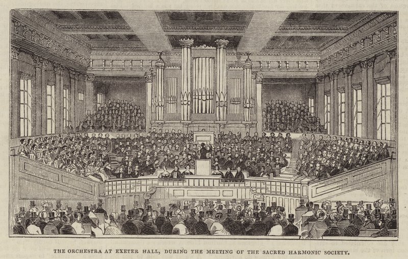 Orkesteret i Exeter Hall, under Meeting of the Sacred Harmonic Society av English School
