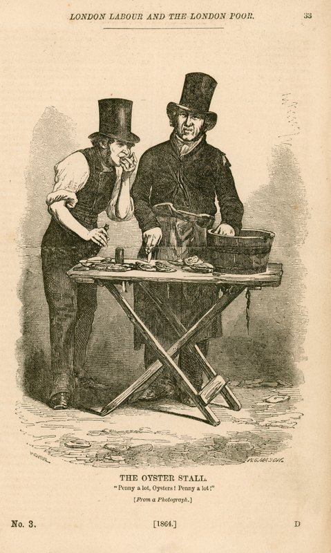 Oyster Stall fra London Labour og London Poor av English School