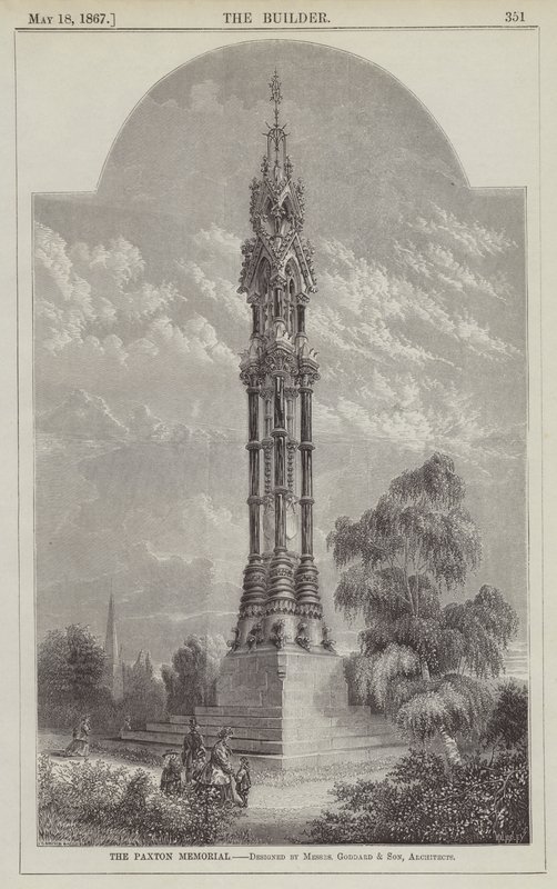 Paxton Memorial, designet av herrerne Goddard og sønn, arkitekter (gravering) av English School