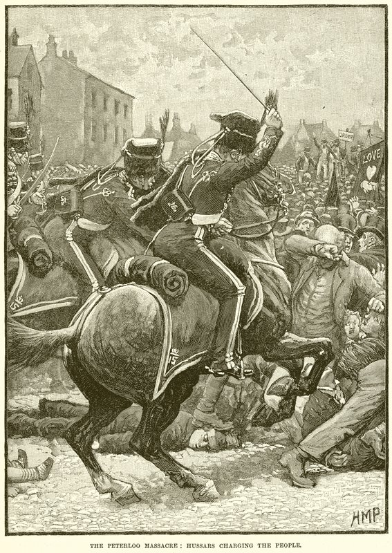 Peterloo-massakren: Husarer som anklager folket av English School