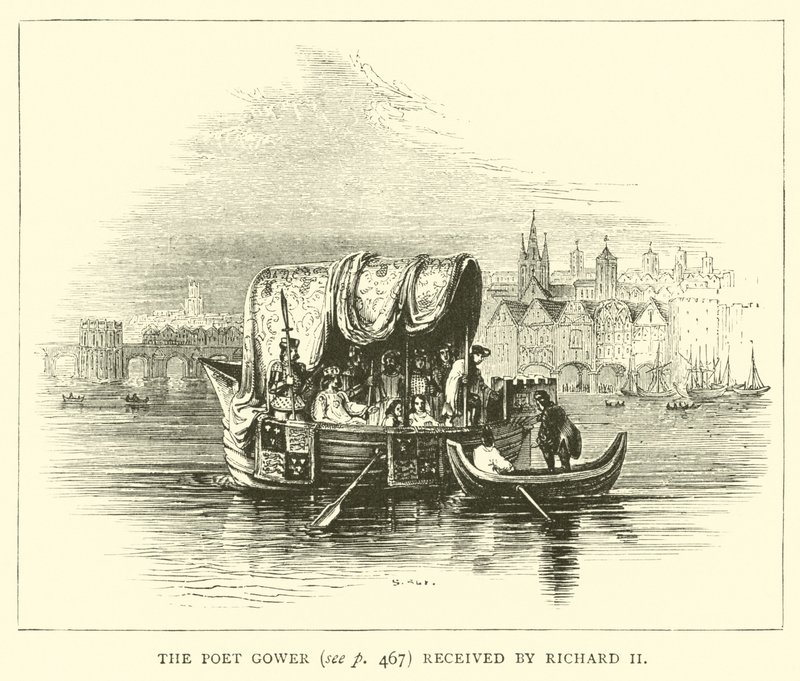 Poeten Gower mottatt av Richard II av English School