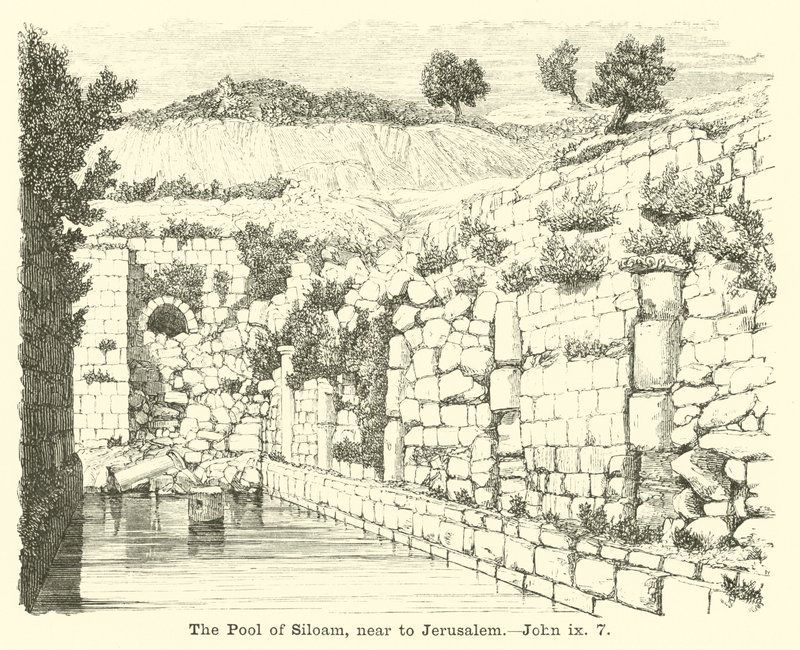 Siloamdammen, nær Jerusalem, Johannes, ix, 7 av English School