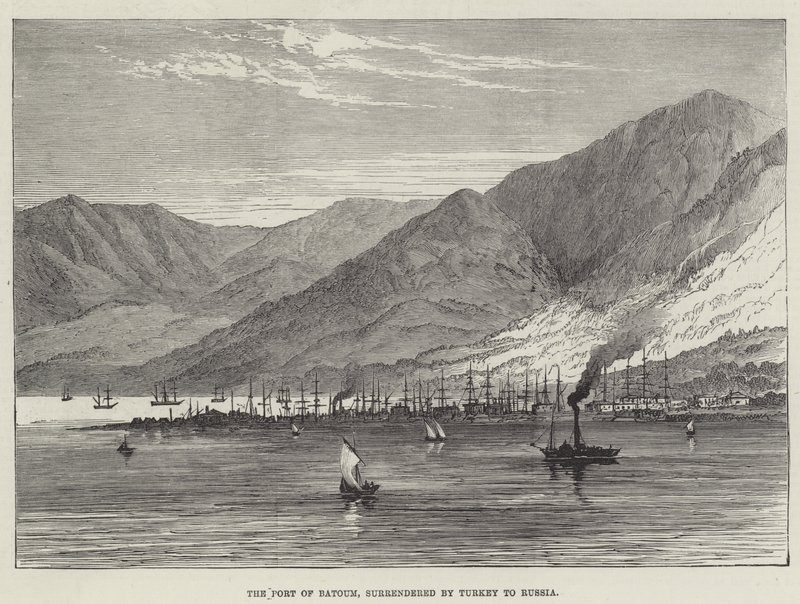 Havnen i Batoum, overgitt av Tyrkia til Russland (gravering) av English School