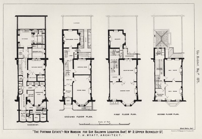 "The Portman Estate," New Mansion for Sir Baldwyn Leighton, Baronet, No 2, Upper Berkeley Street (gravering) av English School