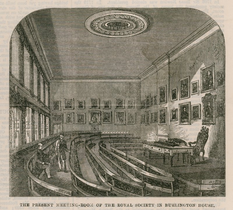 Det nåværende møterommet til Royal Society i Burlington House av English School