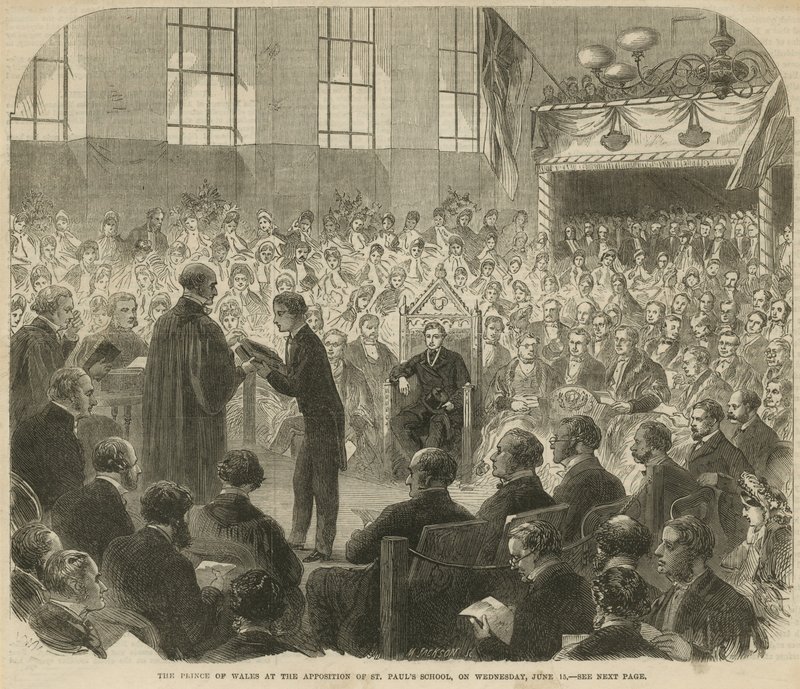 Prinsen av Wales ved utsettelsen av St Pauls School av English School