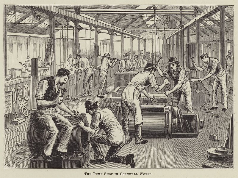 Pumpebutikken i Cornwall Works av English School