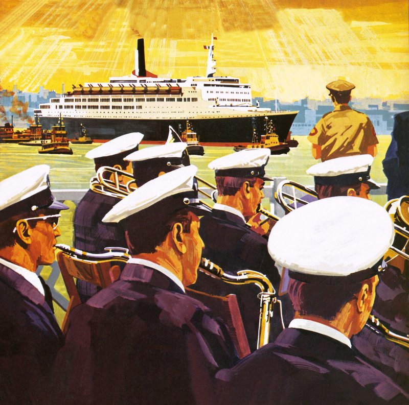 QE2 ankommer havnen i New York på øya Manhattan av English School