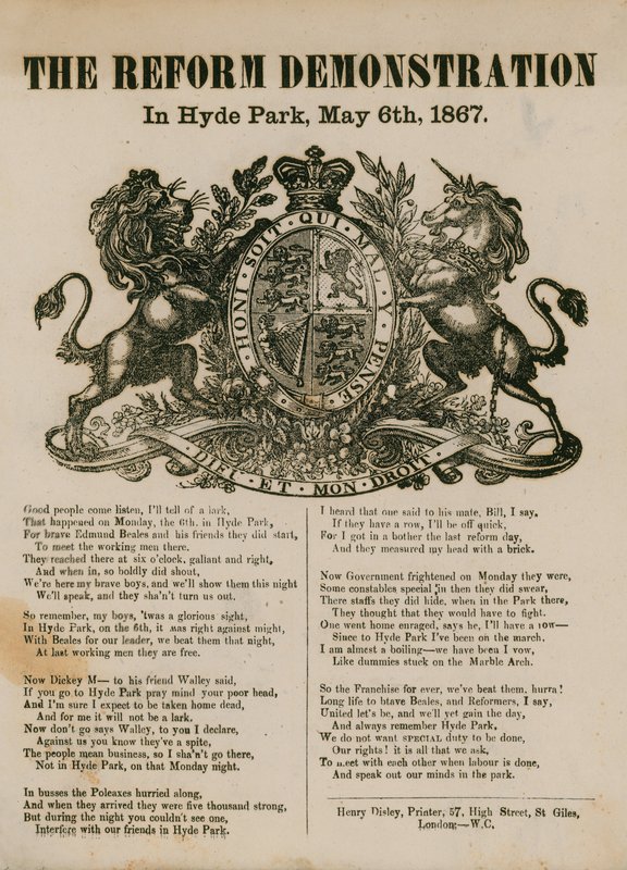 Reformdemonstrasjonen i Hyde Park, 6. mai 1867 av English School