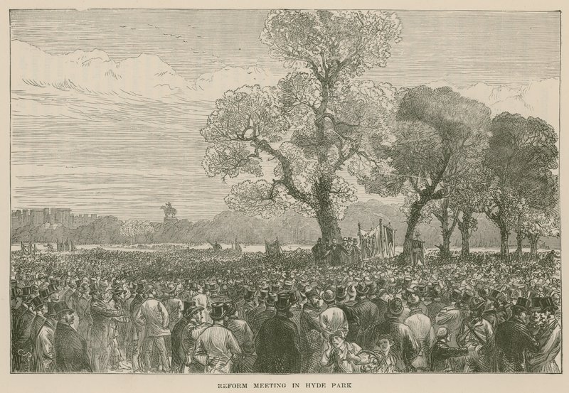 Reformdemonstrasjonen i Hyde Park, 6. mai 1867 av English School