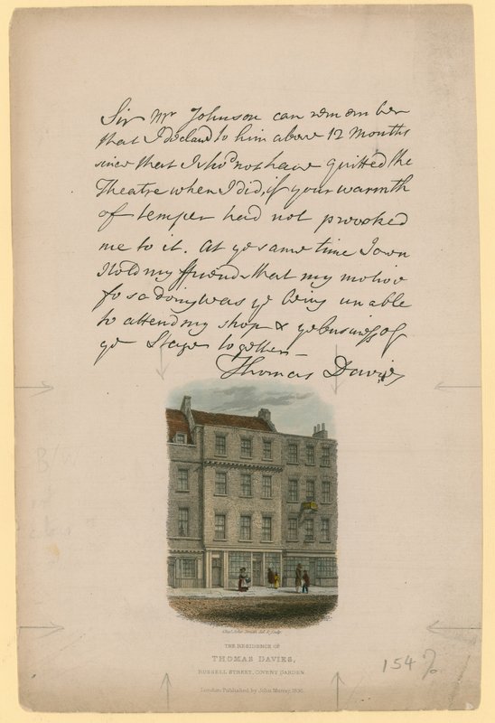 The Residence of Thomas Davies, Russell Street, Covent Garden, London av English School