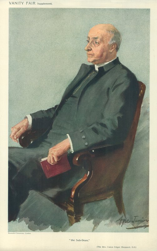 The Rev Canon Edgar Sheppard, The sub-dean, 12. april 1911, Vanity Fair tegneserie av English School