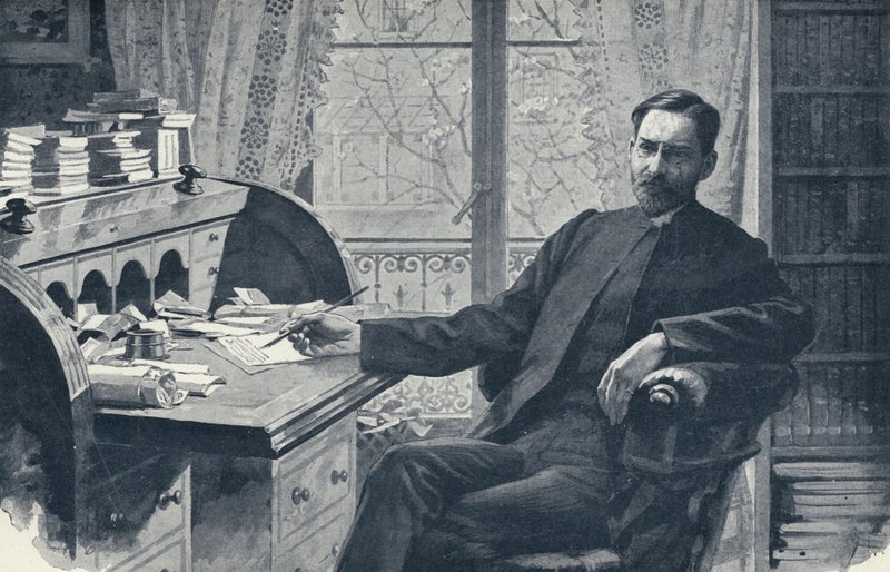 Pastor Hugh Price Hughes i sin studie (litho) av English School