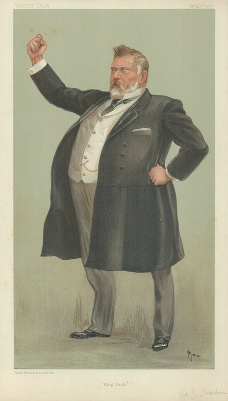 The Right Hon Richard John Seddon, King Dick, 17. april 1902, Vanity Fair tegneserie av English School