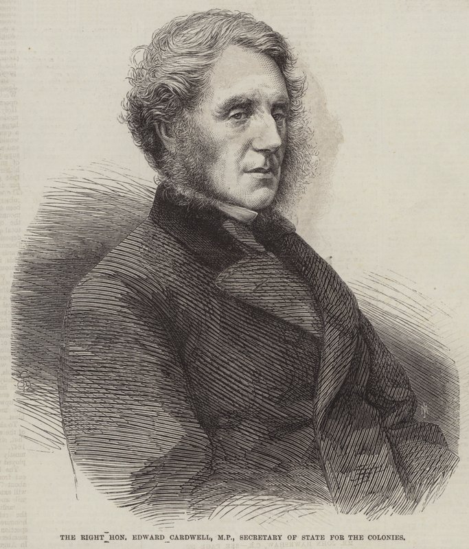 Høyre ærede Edward Cardwell, MP, utenriksminister for koloniene (gravering) av English School