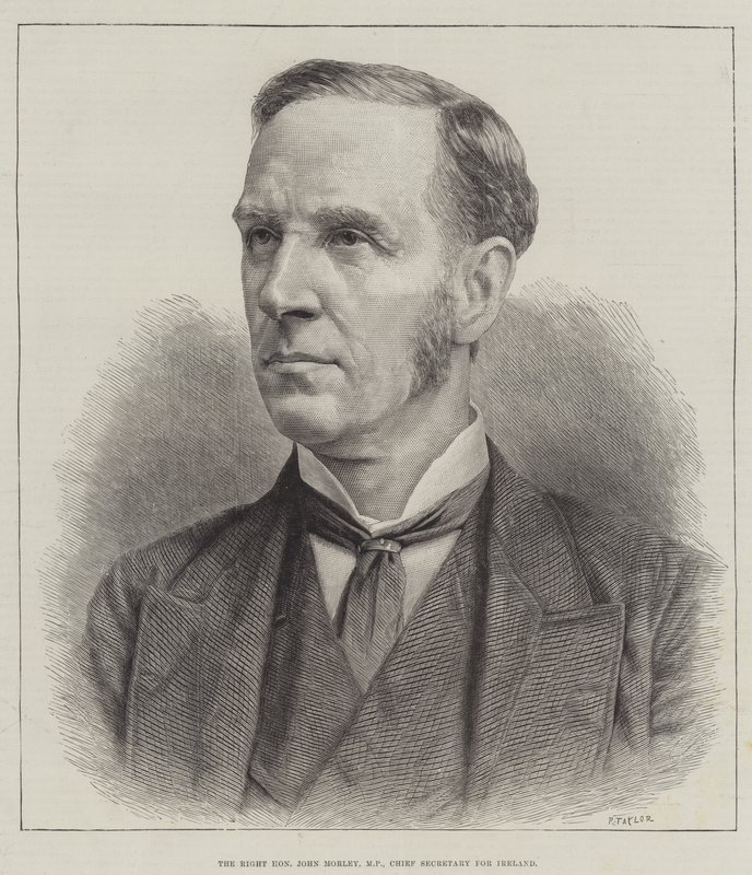 Høyre ærede John Morley, MP, sjefsekretær for Irland (gravering) av English School
