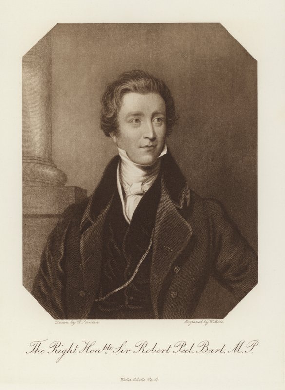 The Right Honourable Sir Robert Peel, Baronet, MP (litho) av English School