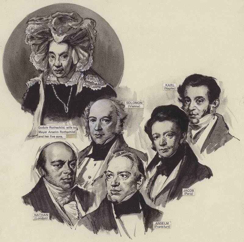 Rothschild-familien (gouache på papir) av English School