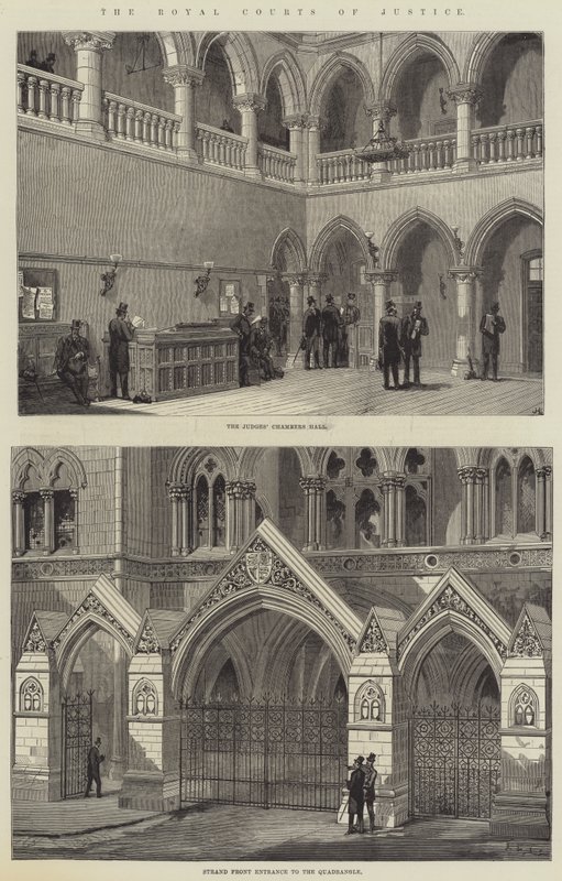 The Royal Courts of Justice (gravering) av English School