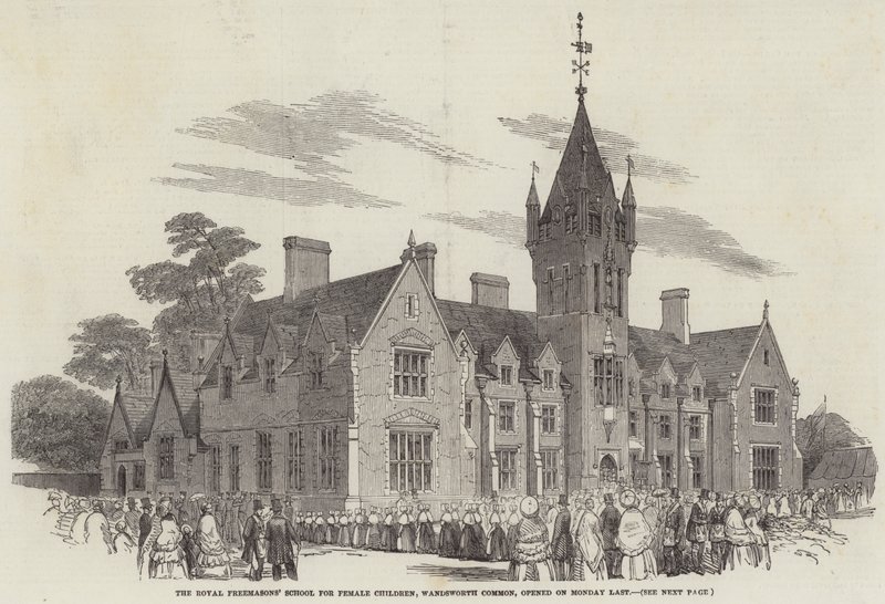 Royal Freemasons' School for Female Children, Wandsworth Common, åpnet mandag sist (gravering) av English School