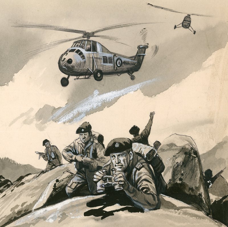 Royal Marine Commandos i et problemsted på 1960-tallet av English School