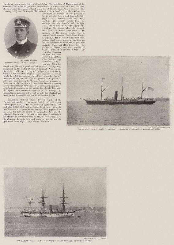 Royal Navy at Apia (gravering) av English School