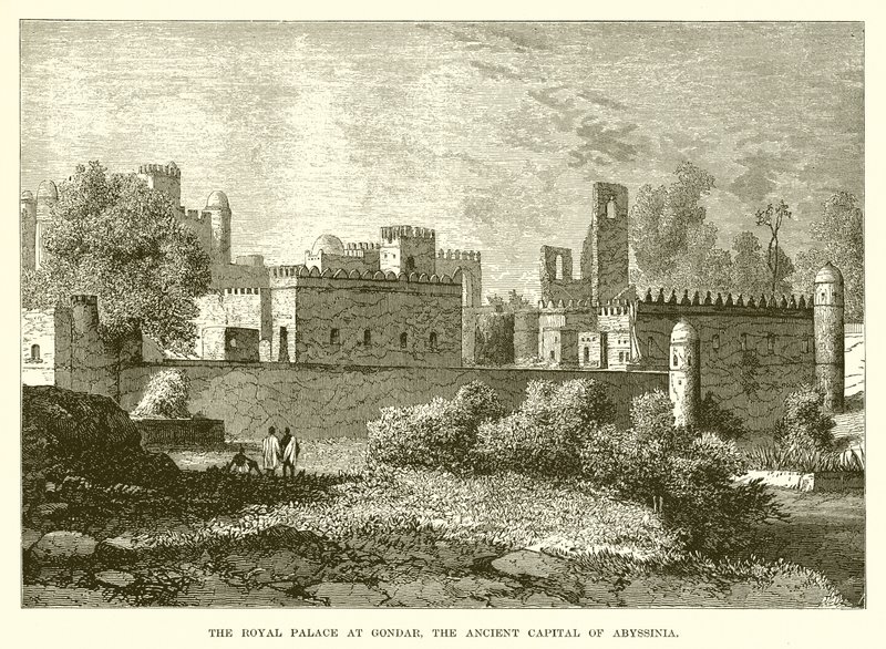 Det kongelige palasset i Gondar, den gamle hovedstaden i Abessinia av English School