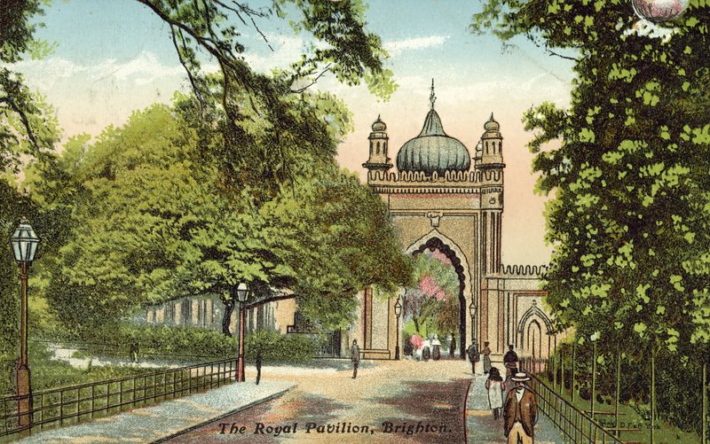 The Royal Pavilion, Brighton (farge litho) av English School